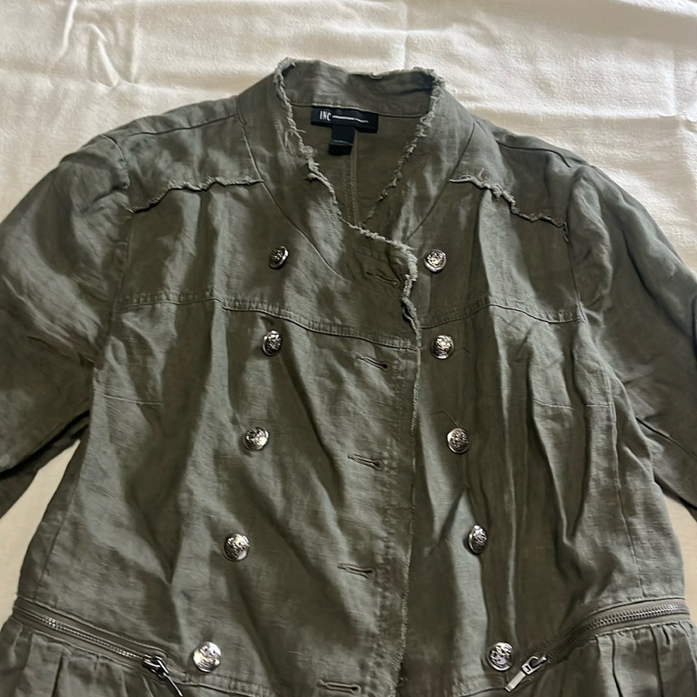 I.N.C. International Concepts 100% linen double breasted jacket size L